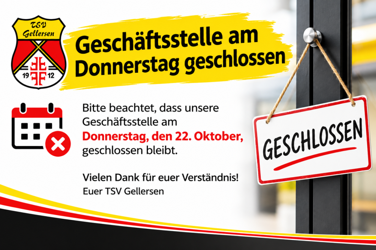 Geschäftsstelle am Donnerstag geschlossen! Image 1